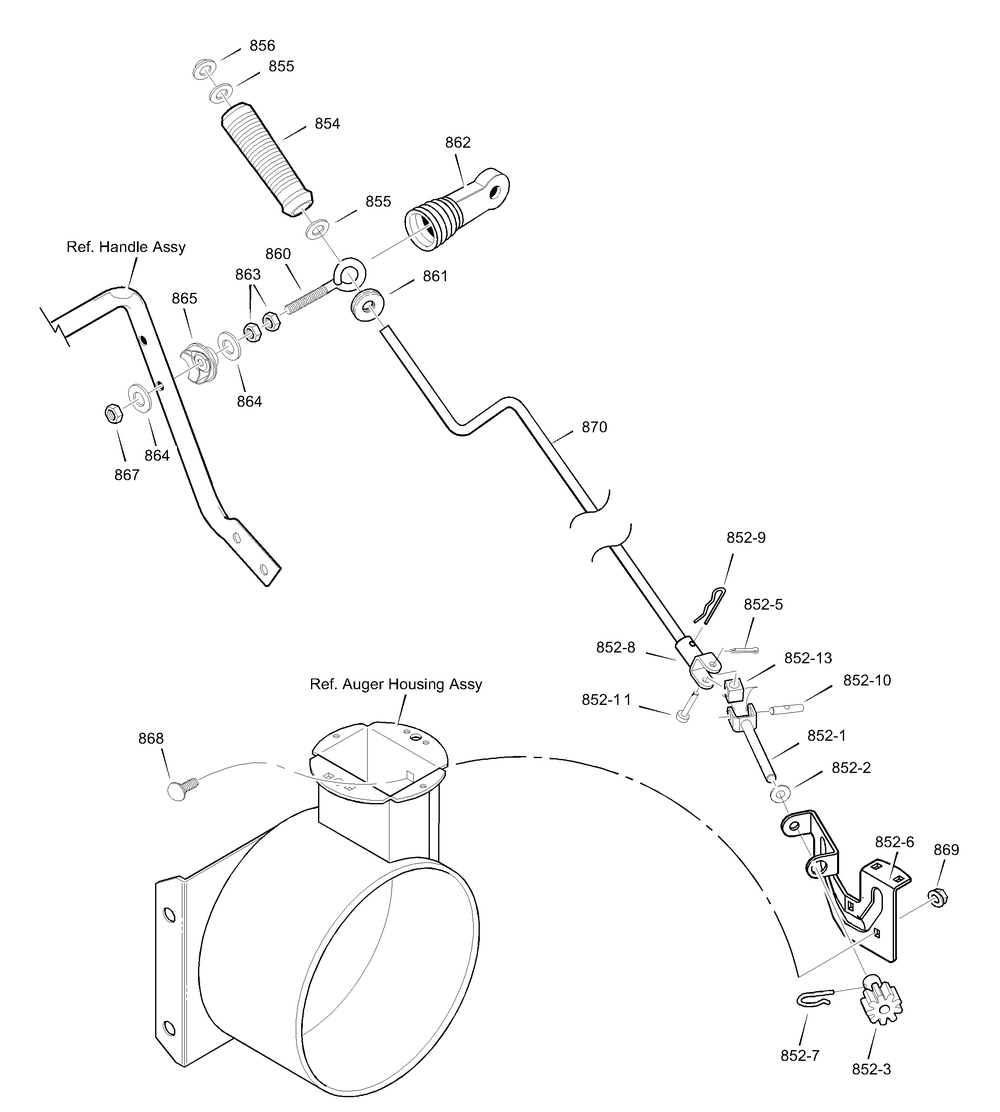 Chute Rod Diagram and Parts List for 629909X64B 2003 Briggs and Stratton Snow Blower